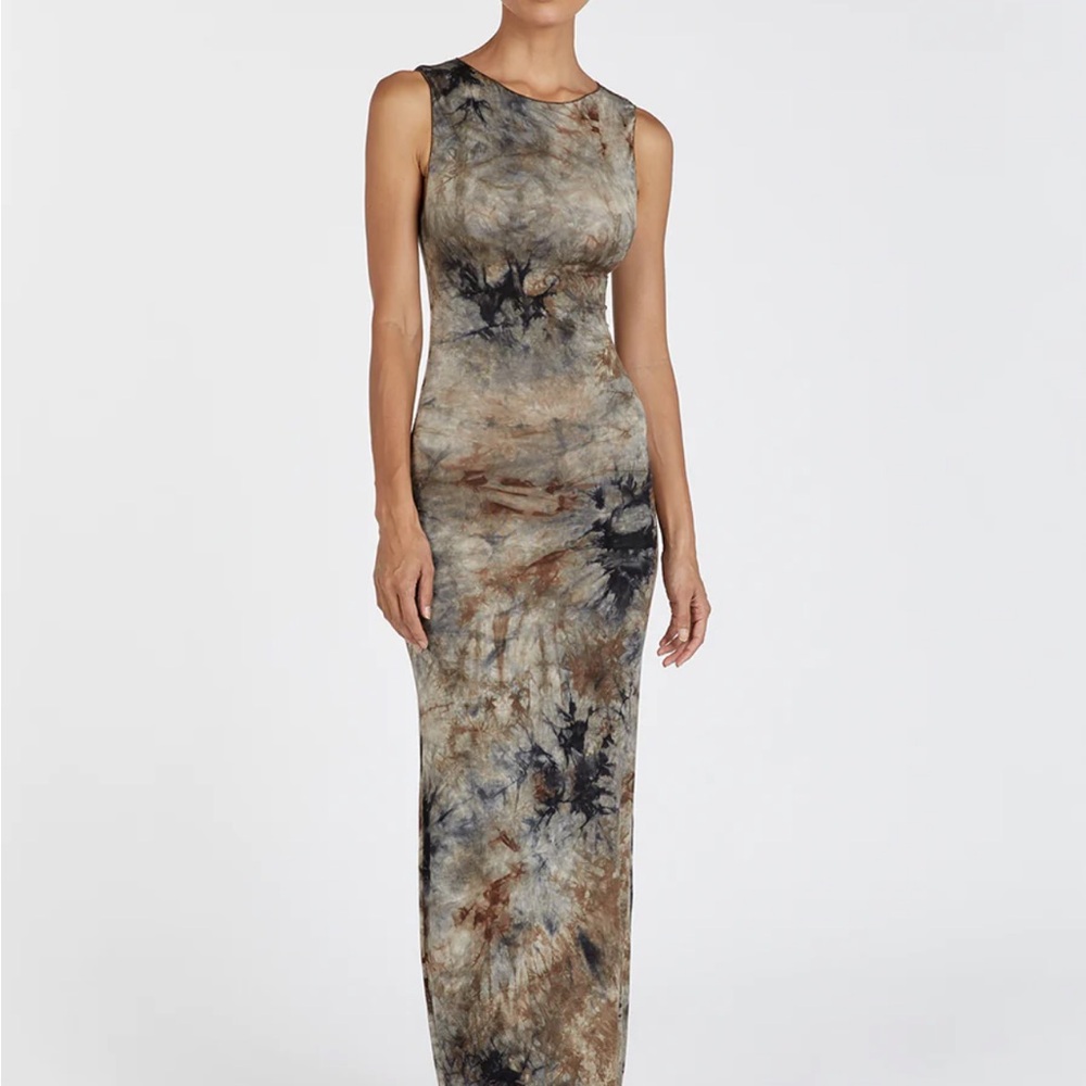 DISSH Sawyer Taupe Tie Dye Midi Dress
